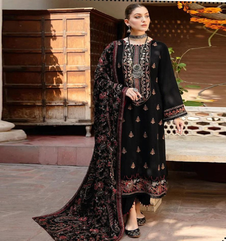 Bareeze D-10 Black Embroidered Dhanak Three Piece Winter Collection