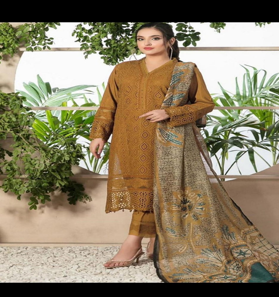 Chikenkari Dhanak Embroidered Winter Collection (D-762 Musturd)